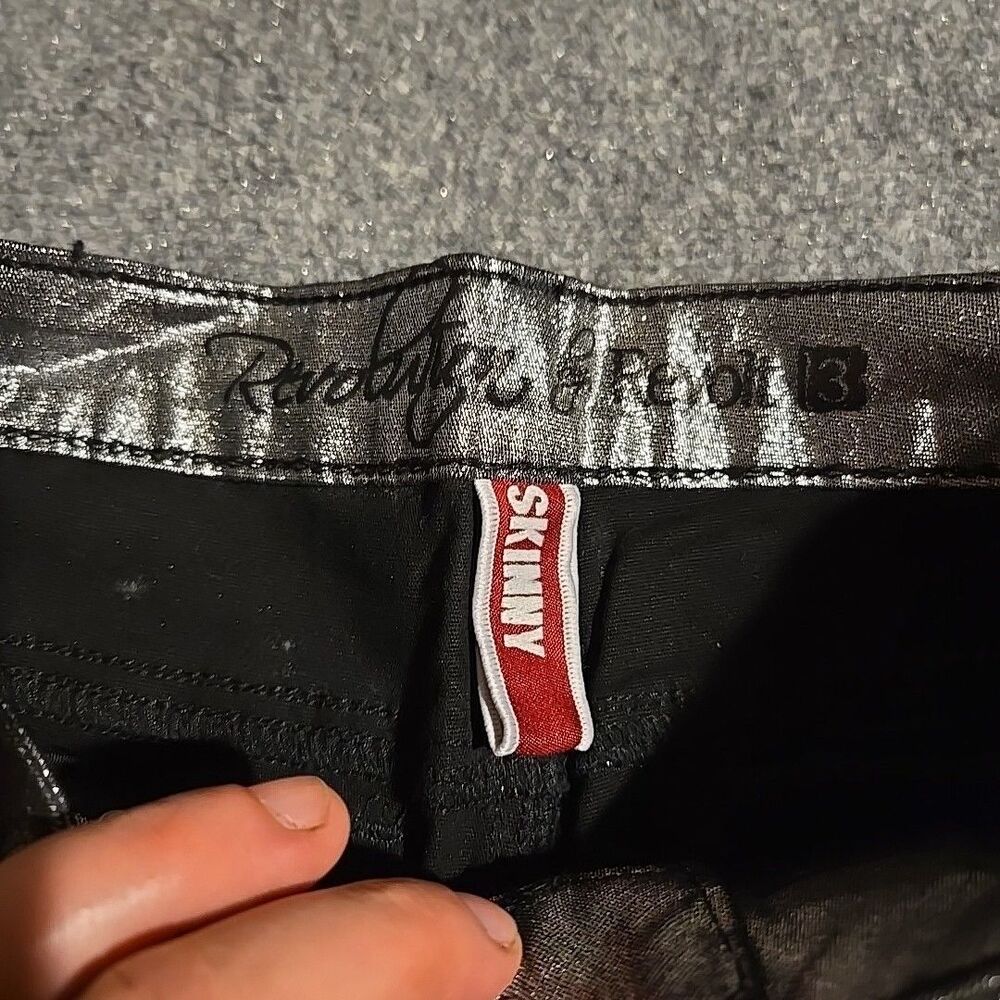 Revolution by Revolt Jeans Womens Juniors 3 Silver Skinny Stretch Pockets - Picture 3 of 10